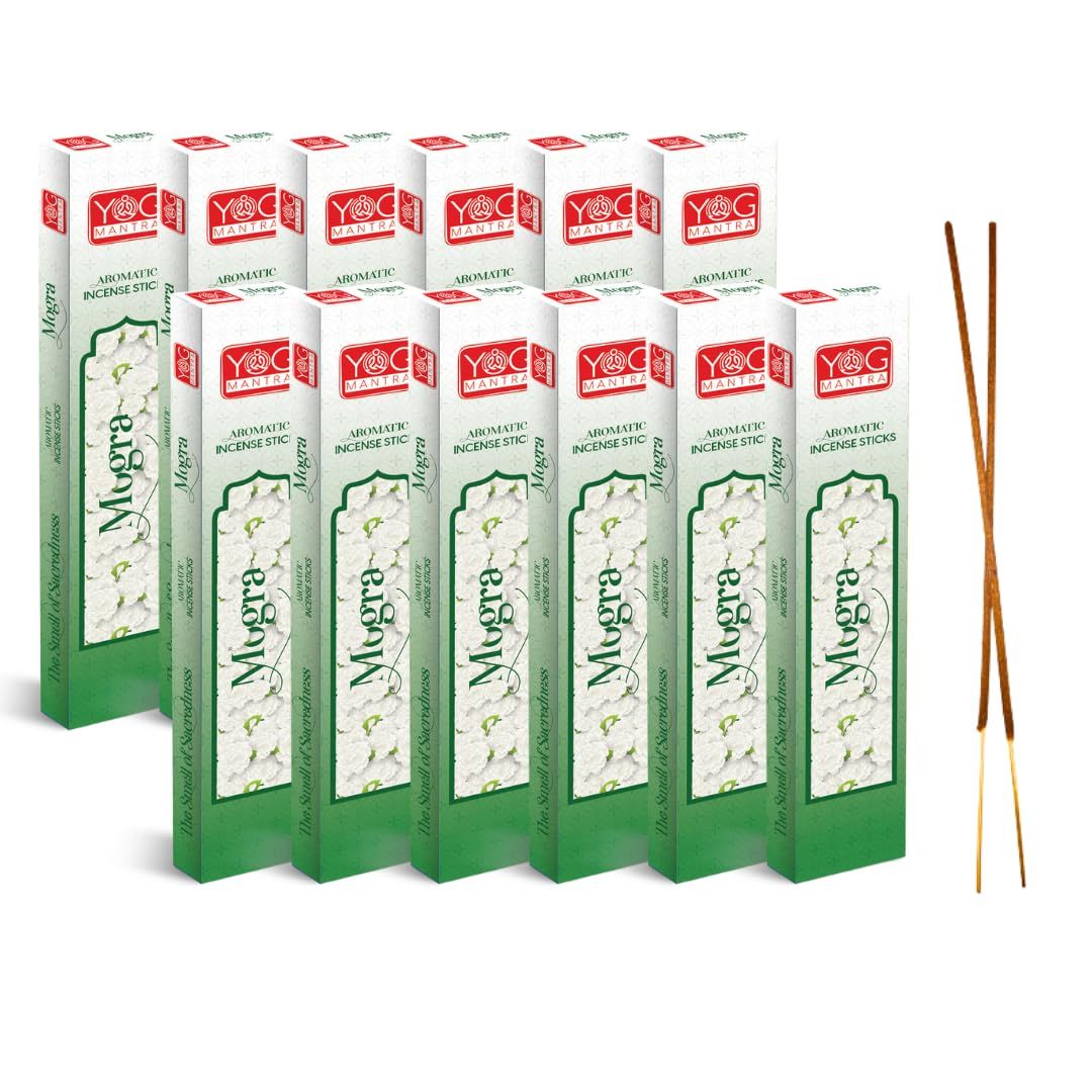 Archita YOG Mantra Incense Stick | Mogra | Pack of 12 | Charcoal free | 100% Toxin-free | Best suited for Meditation, Yoga, Pooja and Aromatherapy