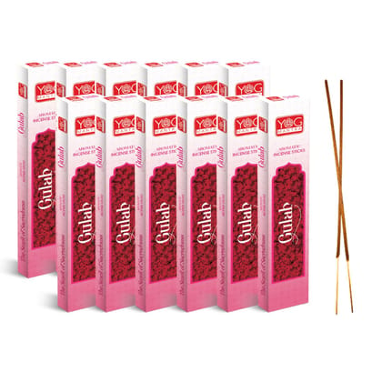 Archita YOG Mantra Incense Stick | Gulab | Pack of 12 | Charcoal free | 100% Toxin-free | Best suited for Meditation, Yoga, Pooja and Aromatherapy