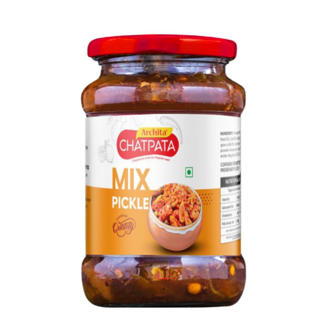 Archita Chatpata Mixed Pickle | Pachranga Achar | Homemade | Mustard Oil | 200gms | Glass Jar (Pack of 1)