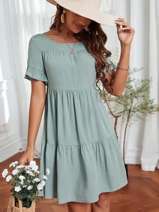 Elchic Ruffle Hem Skater Mini Dress