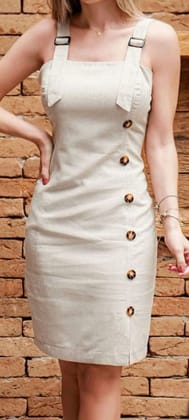 Wide-shoulder straps off-white Dress