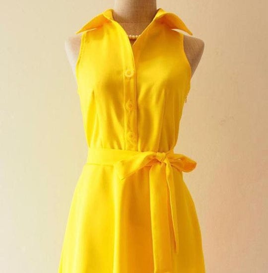 Yellow Solid Casual Dress