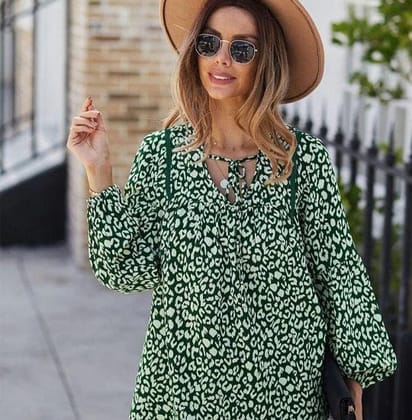 Elchic Green & White Leopard Print Top