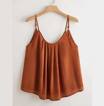 Brown Solid Tank Top