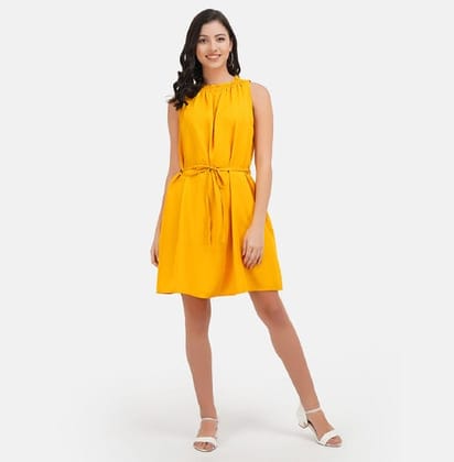 Yellow A-line flared Dress