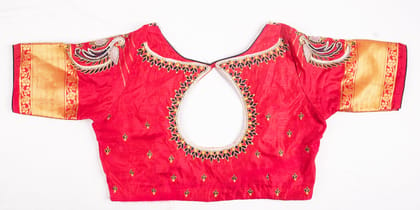  Red Embroidered Saree Blouse