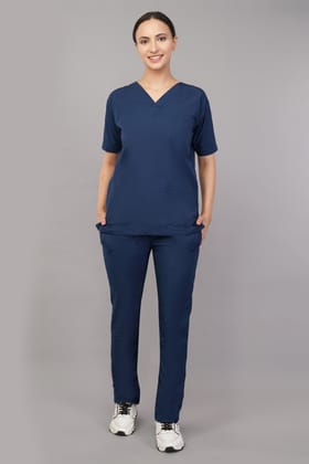 Scrub Suit | 5-Pockets Scrub | Olive Blue Color | Unisex Pattern | Set Of Upper & Bottom | Comfortable | Durable | Best Fitted For Medical Professionals