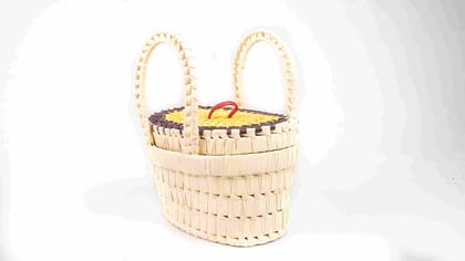  Handwoven Straw Basket with Lid and Handles