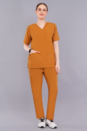 DOCTOR SCRUB SUIT - RUST COLOR | V NECK | UNISEX PATTERN