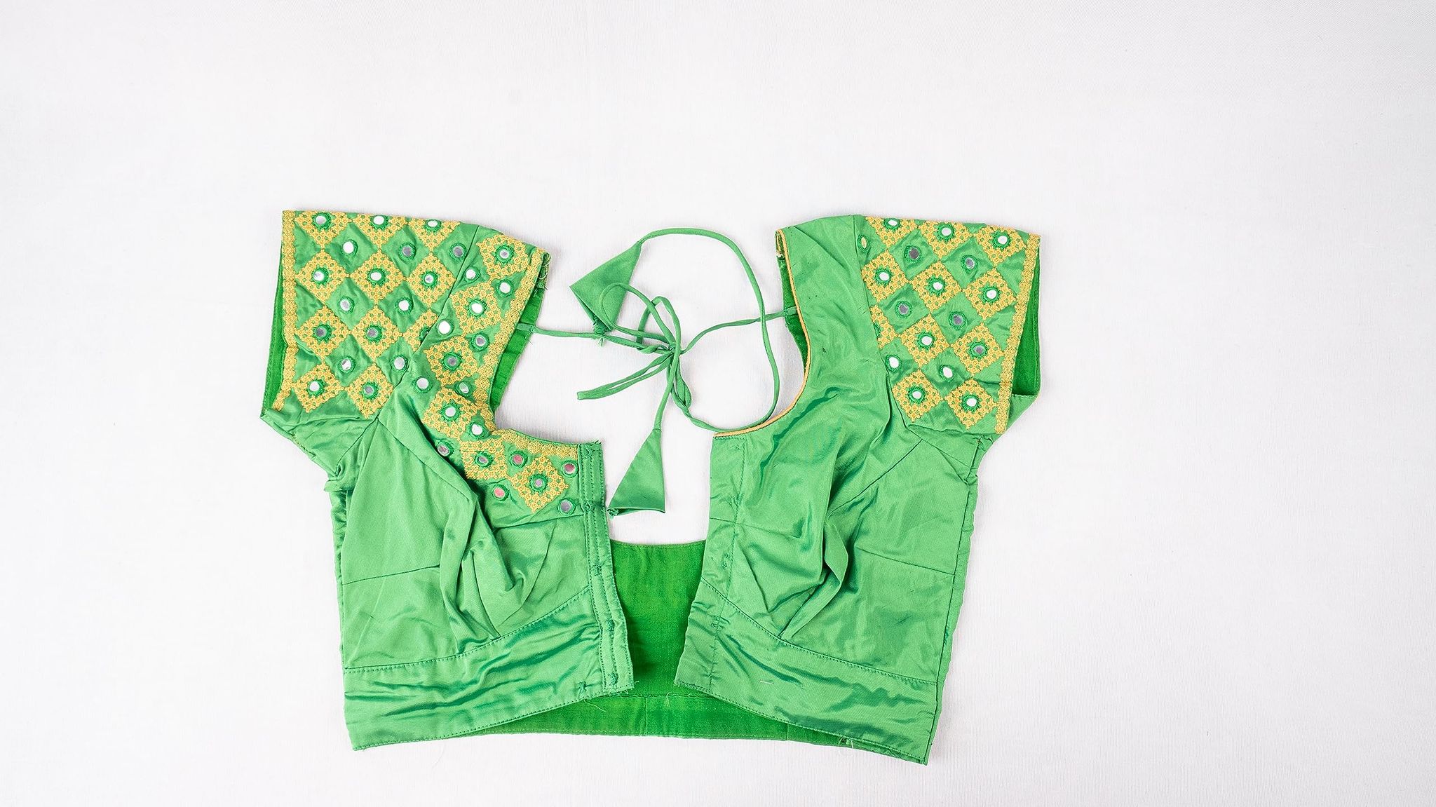  Green Mirror Work Blouse