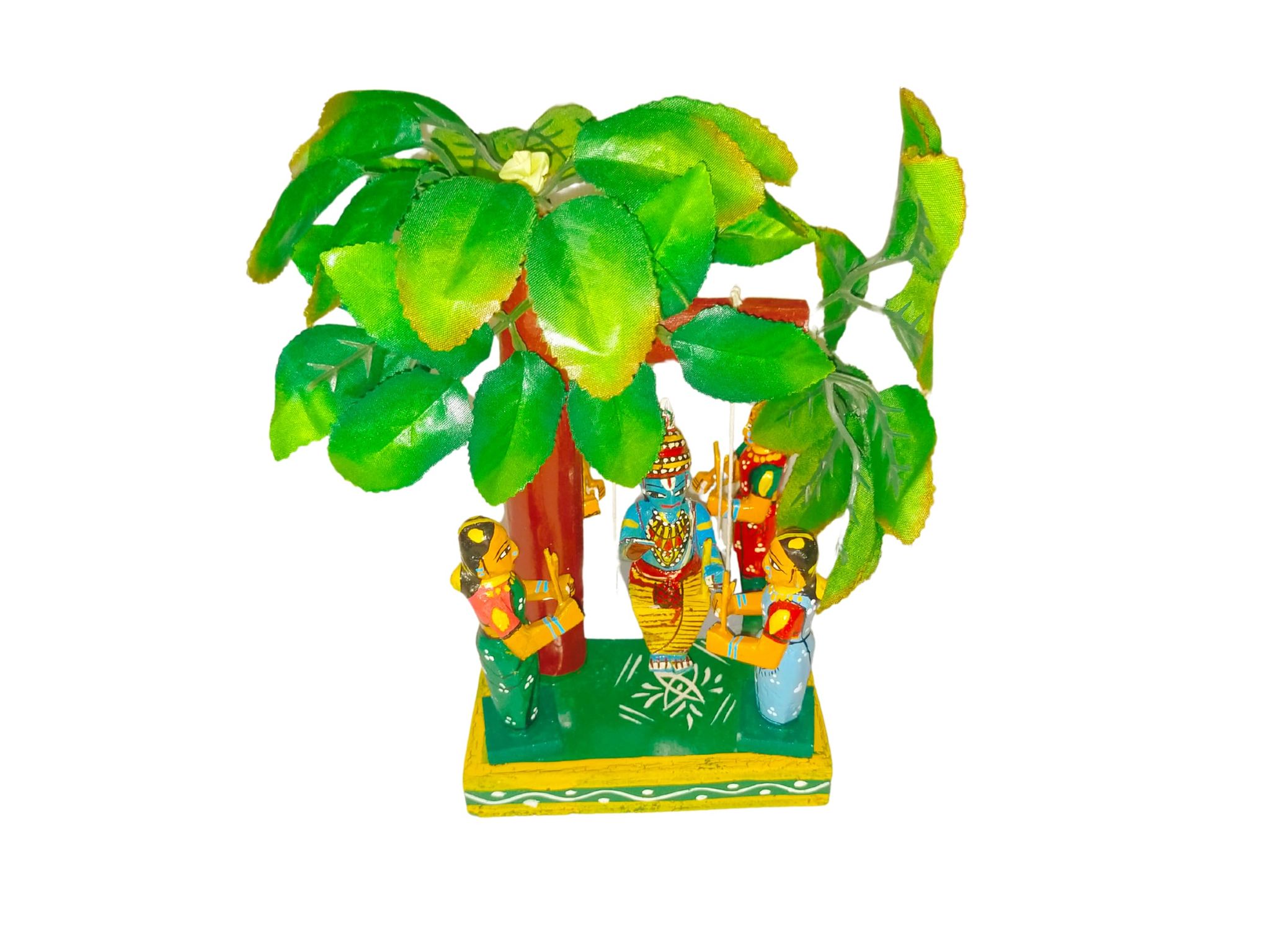 Kondapalli Handicrafts Wooden Krishna Brindavanam with Tree