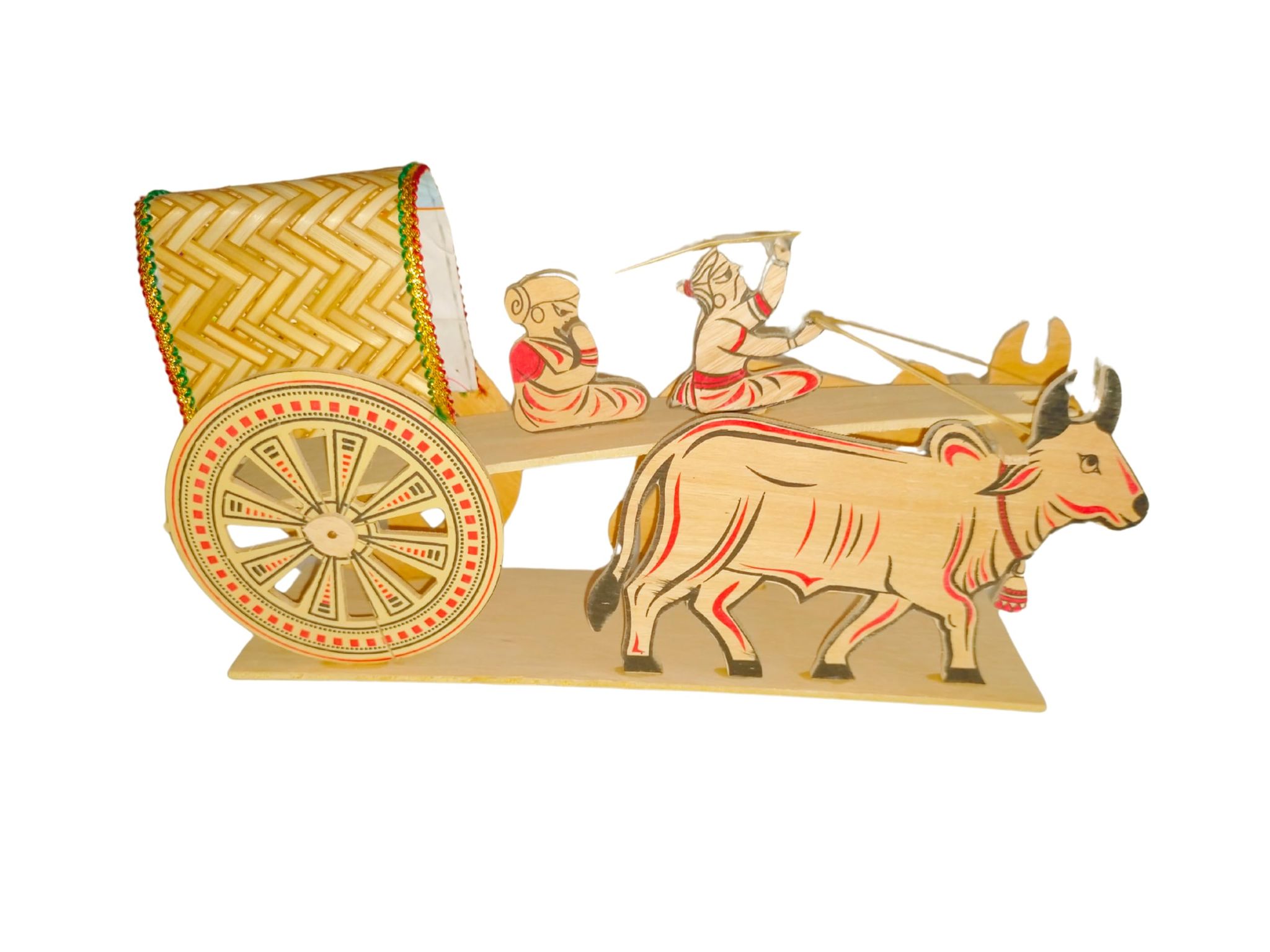 Kondapalli Handicrafts Wooden Cream colour Bullock Cart