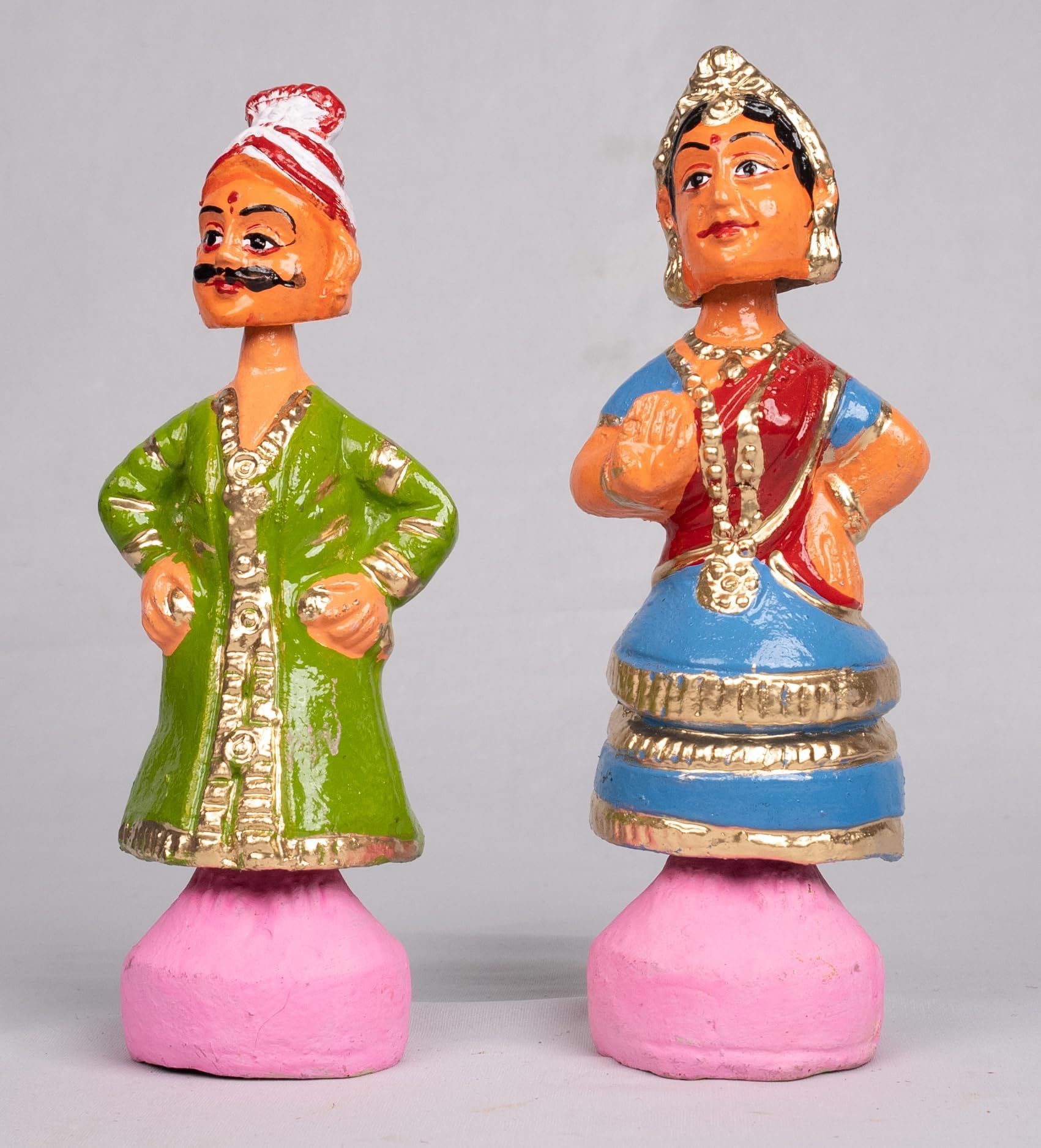 sonchiraiya clay raju-rani dancing dolls