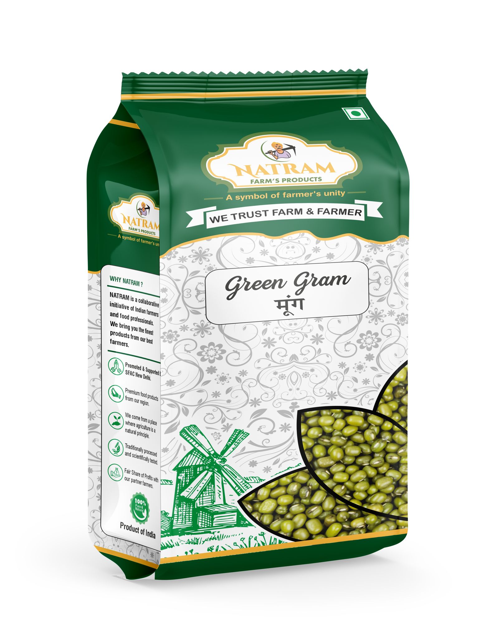 NATRAM Moong/Green Moong/Sabut Moong - 500gm