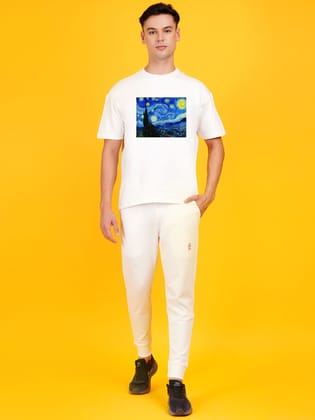 Unisex Heavy GSM Oversized Printed T-Shirt in Off White 1 set