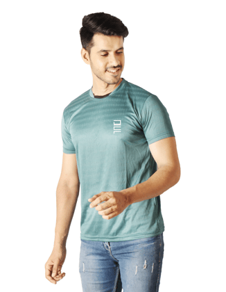 Men Solid Round Neck Polyester Jasper Green  T-Shirt 1 set