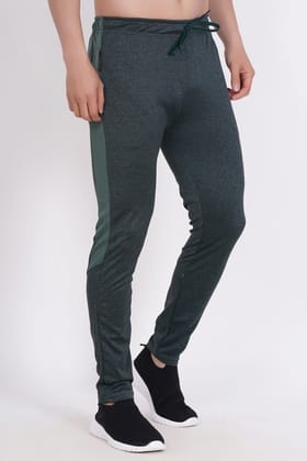 Men's Activewear Dark Green Track Pants with Drawstring and Zippered Pockets 1 set