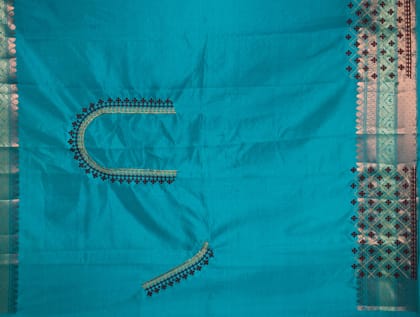  Light Blue Saree With Heavy Zari Embroidery Work