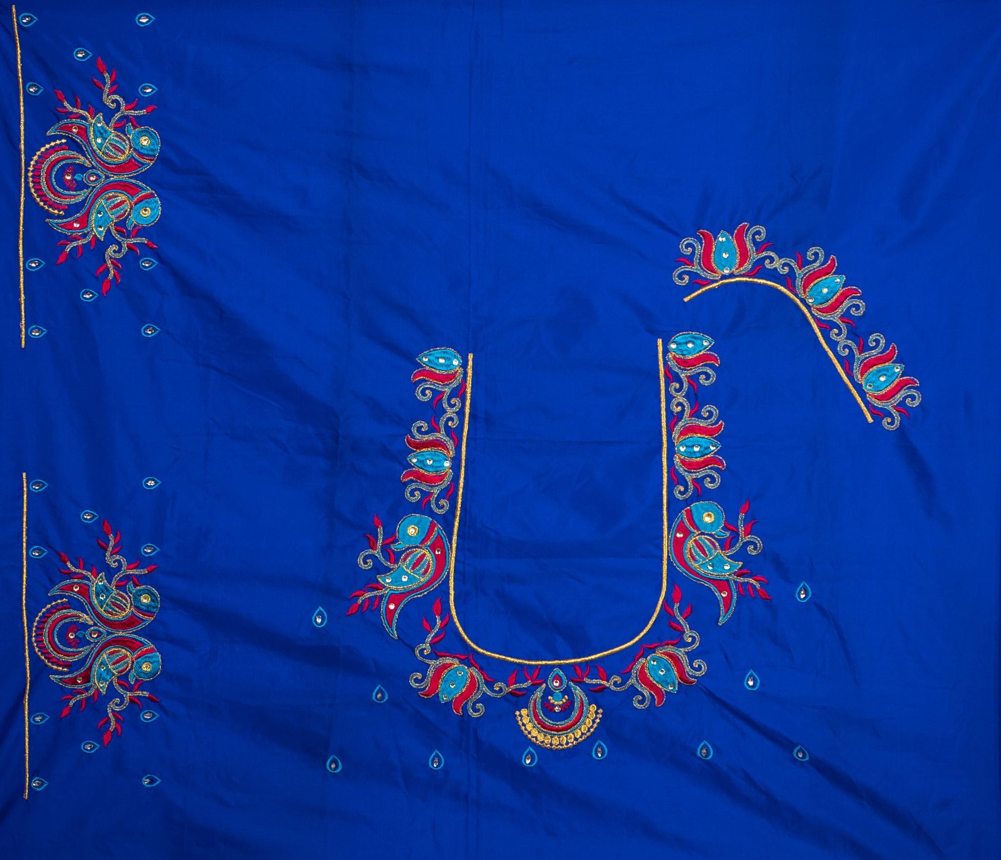  Blue Embroidered Blouse Design