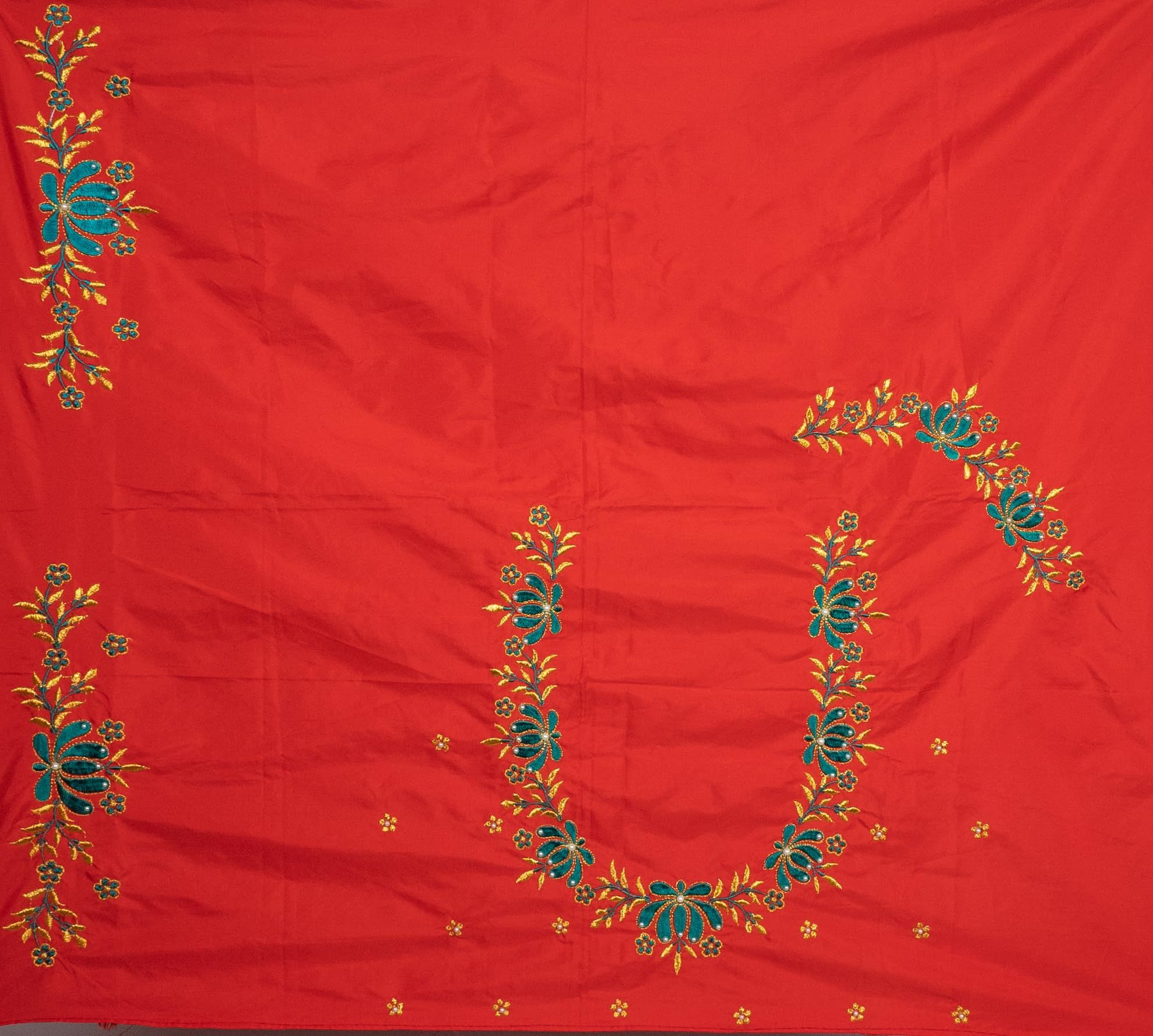  Red and gold embroidered blouse piece