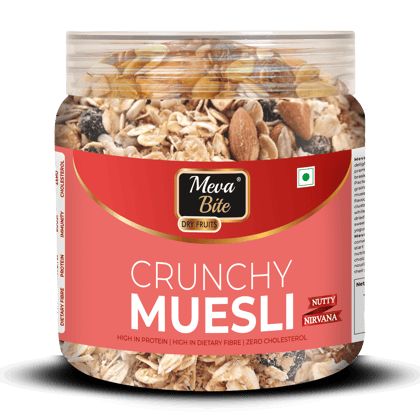 MEVABITE Crunchy Muesli Mix with Fruits & Nuts, 900G - Nutty Nirvana | No Maida | High in Protein & Fiber | Natural Source of Vitamin & Iron |  Healthy Food & Breakfast Cereal - Diet Food