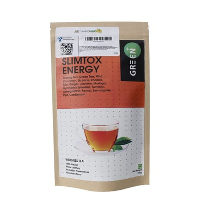 TEAFLOOR Slim Tox Energy Tea (100g , Pack of 1)||Tea for Slimming , Detoxification and Energising || Oolong Tea Blended with Ashwagandha , Rooibos , Moringa , Mint and Lemongrass || Delicious Taste || FSSAI certified ||