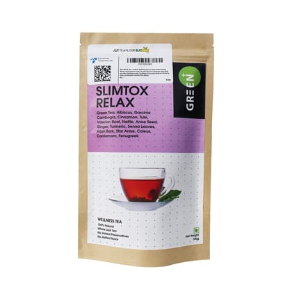 TEAFLOOR FSSAI Certified Slim Tox Relax Green Tea (100g) || Tea for Slimming, Detoxification and Energising Weight Loss || Designed to help reduce tummy fat, prevent aging, and promote weight loss ||