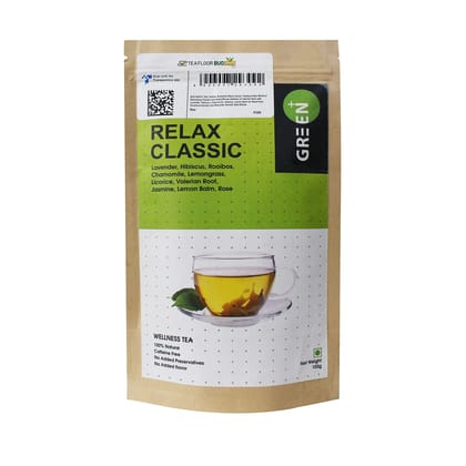 Teafloor Relax Classic(Pack of 1 , 50g)|Caffeine Free Herbal Tea| Natural Flavours of Chamomile , Hibiscus , Lavender , Lemon Balm , Rose , Jasmine and Other Ingredients|Delicious and Calming Taste|FSSAI Certified