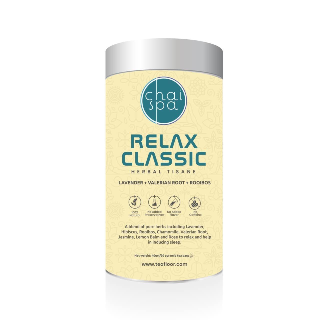 Chaispa RELAX CLASSIC Tea | Superfine Green Tea with LAVENDER, VALERIAN ROOT, ROOIBOS and Other Herbs| Traditional Medicinal Tea| Only Natural Herbal Ingredients| No Harmful Side Effects|