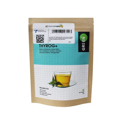 Teafloor ThyroG Herbal Tea (50g , Pack of 1) I Thyroid Tea I Tea for Hormonal Balance I Natural Herbs like Nettle, Lemon Balm, Echinacea, Ashwgandha, Flexseed, Tulsi I 100% Natural Ayurvedic Herbal Tea