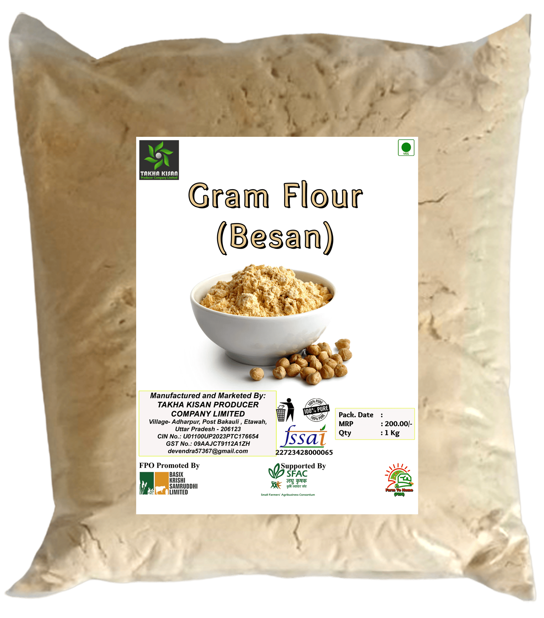  Takha Kisan Gram Flour (Besan), 1 Kg