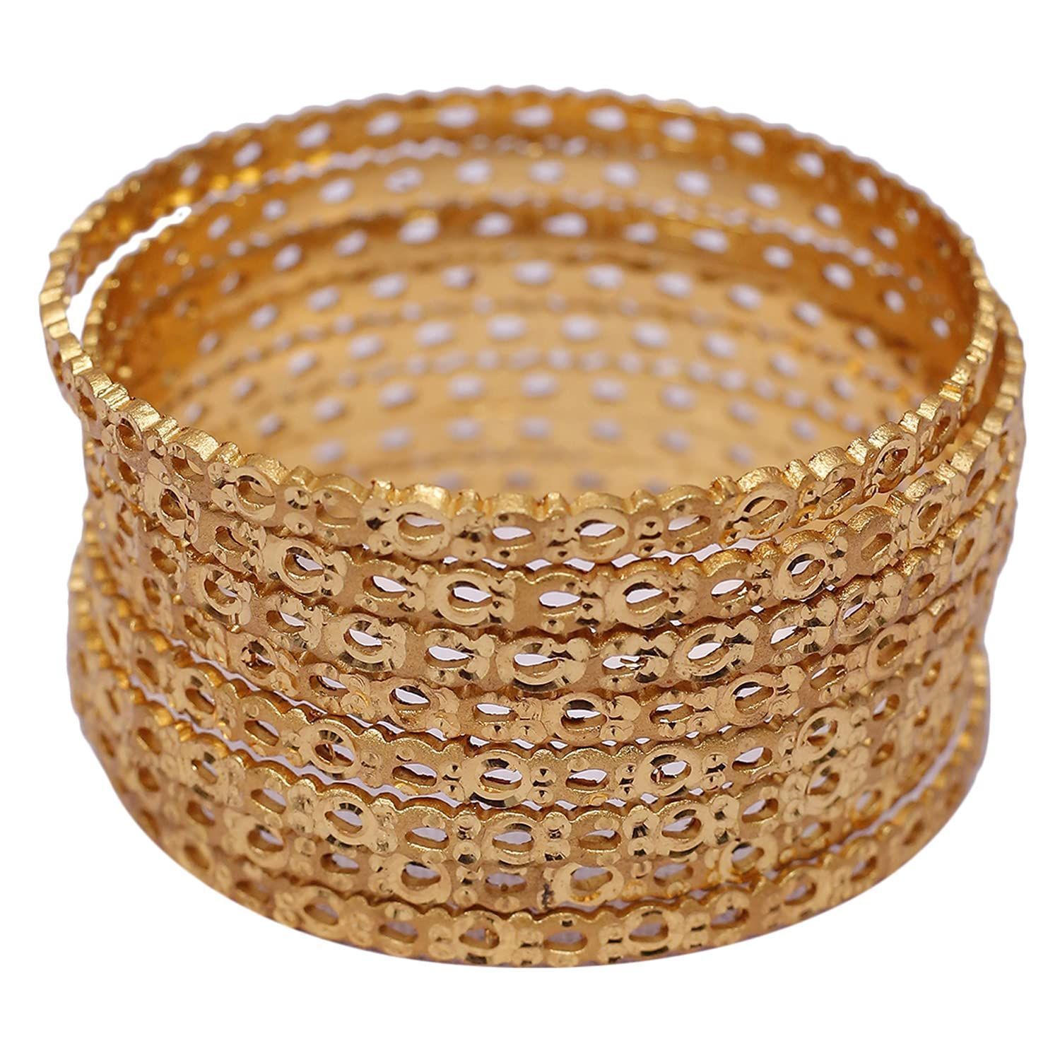 Traditional Fancy Designer Casual Party Original Hand Work Gold Plated Bangles for Women/ Womens Fashion/ Set of 8