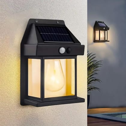 SVRC Solar Wall Lights Outdoor, Wireless Motion Sensor Solar Wall Sconce Waterproof Wall Lantern with 3 Modes, LED Exterior Wall Lights for Outdoor Porch, Fence, Courtyard Pack of 1