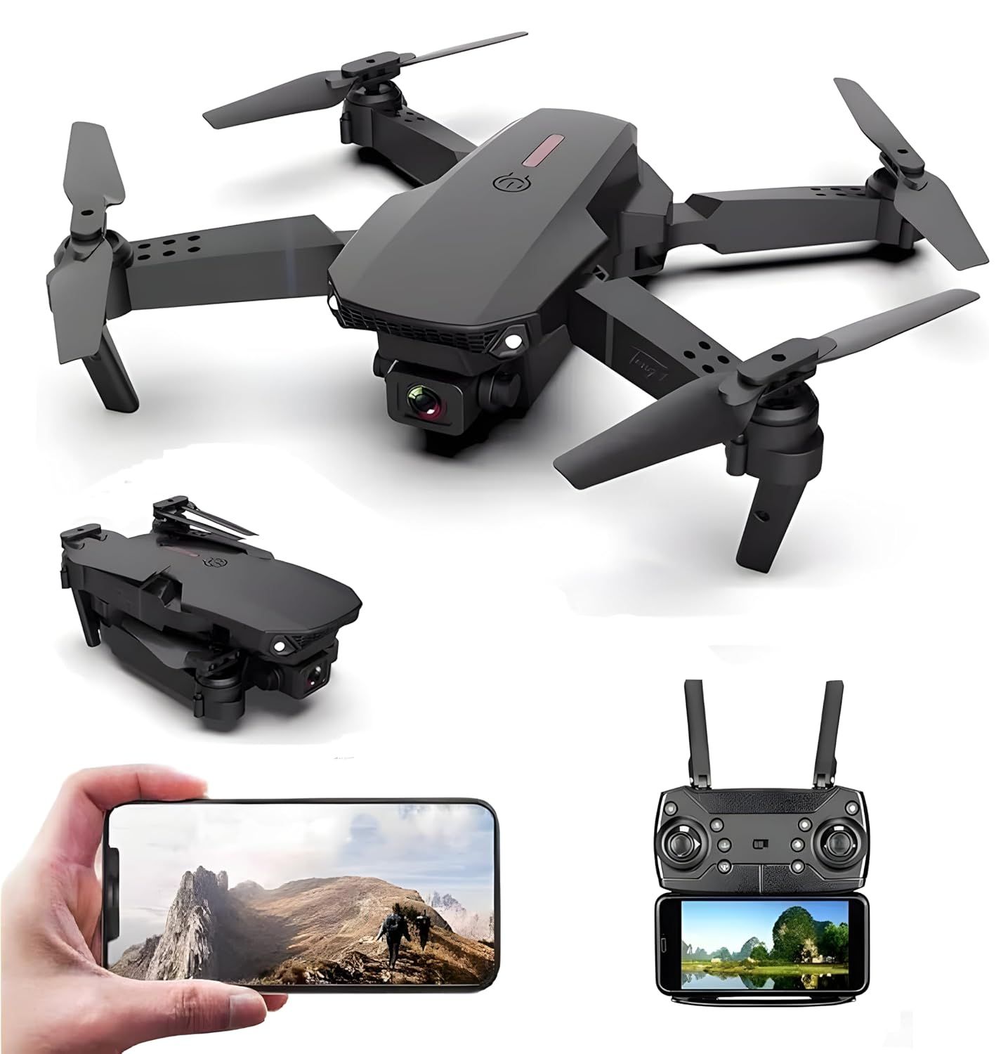 SVRC Foldable Remote Control Drone with 4K HD Wide Angle Camera, WiFi FPV, Optical Flow Positioning, Dual Flash Lights, Battery (Pack of 1)