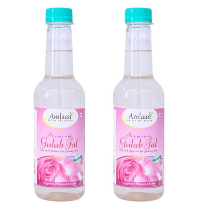 AMLAAN 100% Combo of Pure & Natural Distilled Gulab Jal/Rose Water Facial Mist Toner for Glowing Skin, Face & Hair, Men & Women (Pack of 2)