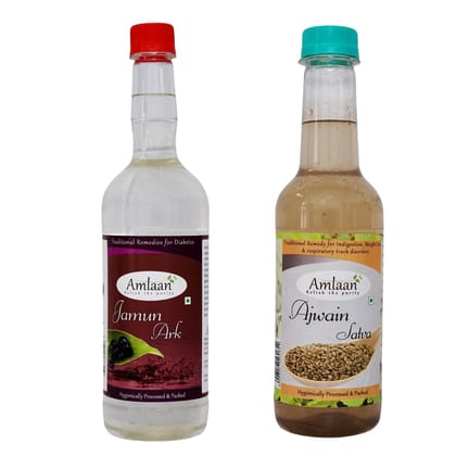 AMLAAN Combo of Natural Jamun Ark 750ml & Ajwain Satva Ark Juice 300ml (Pack of 2)