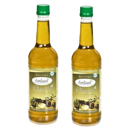 AMLAANCombo of Extra Virgin Olive Oil for Deep Frying, Dressing, Garnishing, Toasts, Sauteing & Healthy Cooking Oil for Daily Use (Pack of 2)