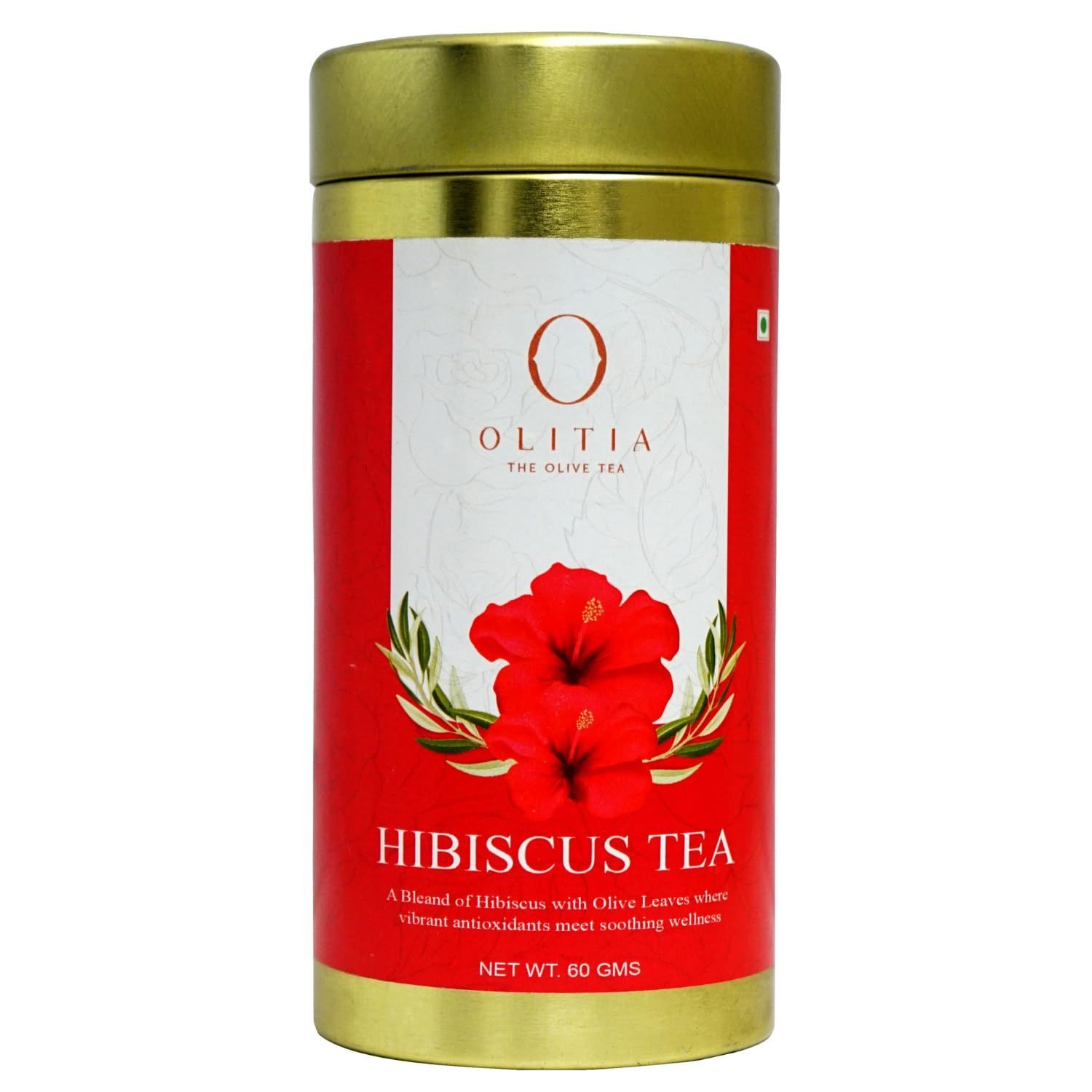 AMLAAN Olitia- The Olive Tea 100% Natural Herbal Tea - 60g Caffeine Free Herbal Tea, Rich in Antioxidants, for Beautiful Skin- New Year Tea Gift (Hibiscus Tea)