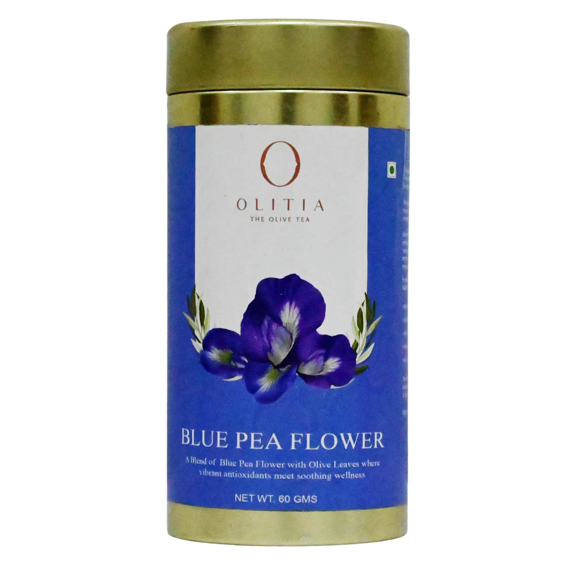 AMLAAN Olitia- The Olive Tea 100% Natural Blue Pea Flower Herbal Tea - 60g Caffeine Free Herbal Tea, Rich in Antioxidants, for Beautiful Skin- New Year Tea Gift (Blue Pea Flower Tea)