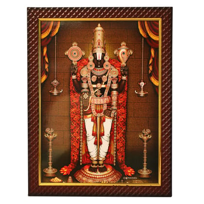 Tirupati Balaji Wooden Photo Frame/ Handcrafted Photo Frame/ Pohot Frame for Mandit (NULM-Tirupati-21)/ (27 x 5 x 34)cm