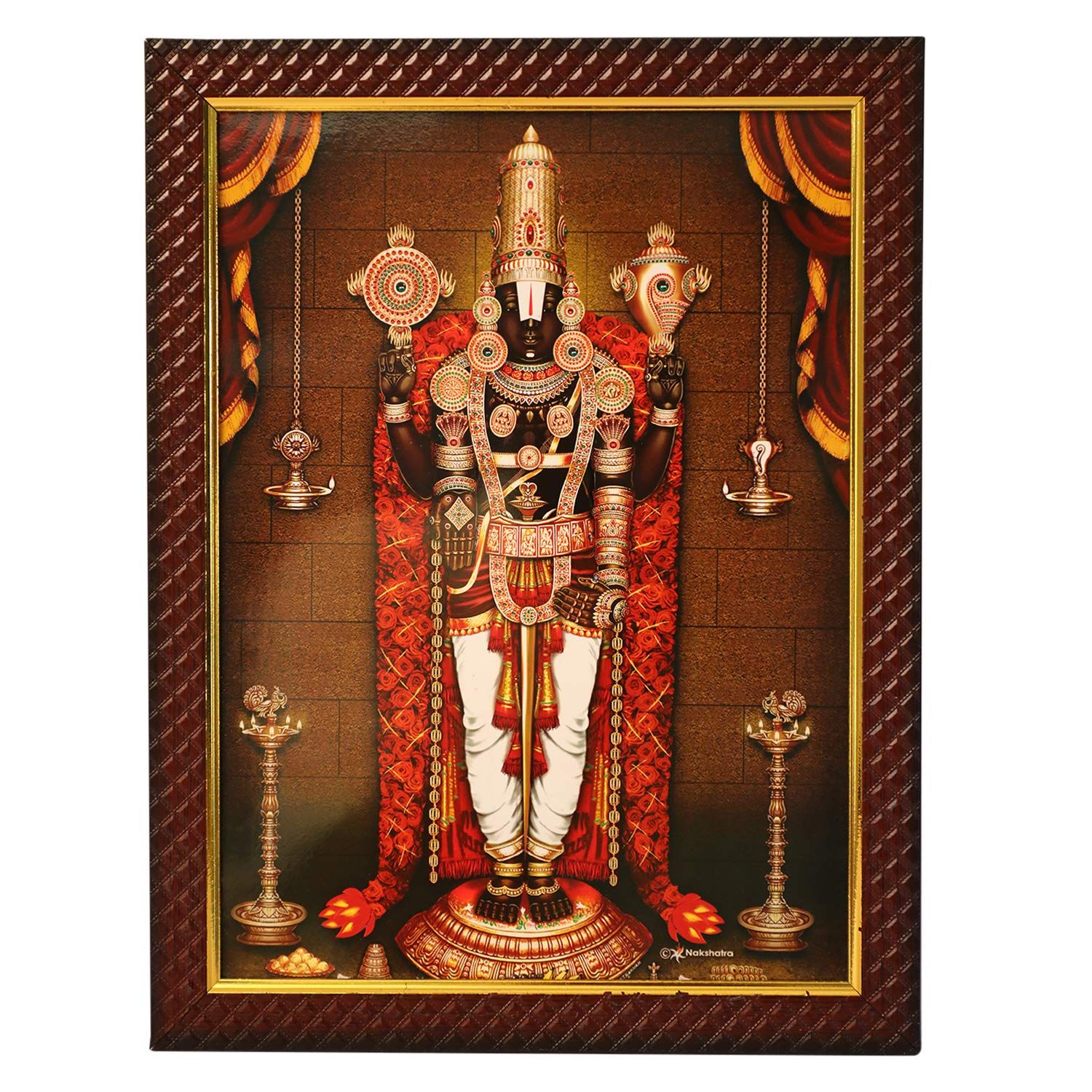 Tirupati Balaji Wooden Photo Frame/ Handcrafted Photo Frame/ Pohot Frame for Mandit (NULM-Tirupati-21)/ (27 x 5 x 34)cm