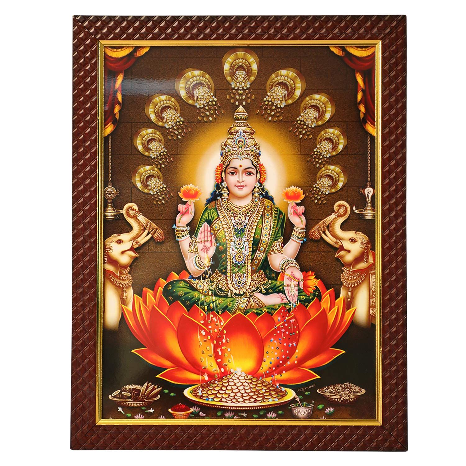 Luxmi Ji Wooden Photo Frame/ Handcrafted Photo Frame/ Photot Frame for Mandir/ (NULM-Tirupati-22)/ (27 x 5 x 34)cm