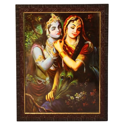 Shri Krishan and Radha Wooden Photo Frame, Handcrafted Wooden Photo Frame, Photo Frame for Mandir (NULM-Tirupati-27)