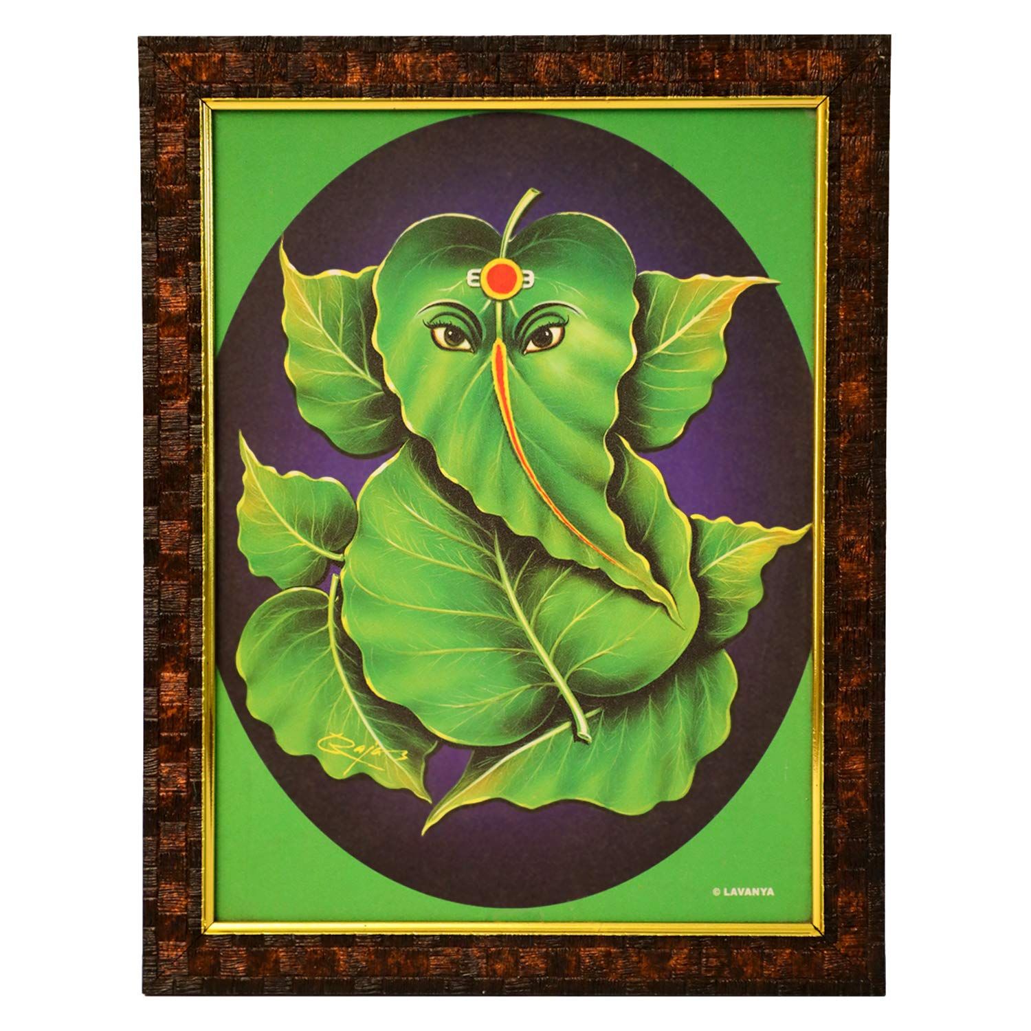 Lord Ganesh Wooden Photo Frame, Handcrafted Wooden Photo Frame, Lord Ganesha Leaf Photos Frame, NULM-Tirupati-30, (27 x 5 x 34)cm