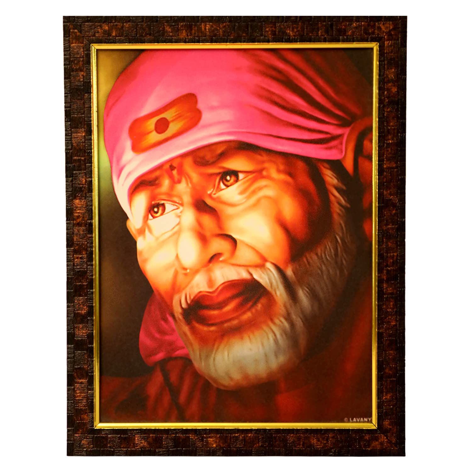 Sai Baba Glass Photo Frame, Handcrafted Photo Frame, (NULM-Tirupati-31), (27 x 5 x 34) cm