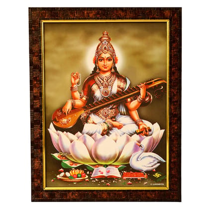 Saraswati Mata Glass Photo Frame, Handcrafted Photo Frame (NULM-Tirupati-33), (27 x 5 x 34)cm