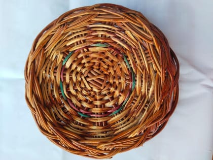  Handmade Wicker Basket with Intricate Spiral Weave Design