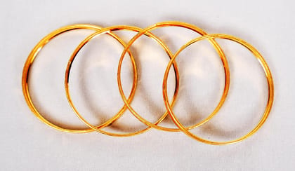  Gold Plated Plain Metal Bangle Set of 4