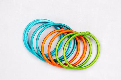  Set of 6 Colorful Silk Thread Bangles