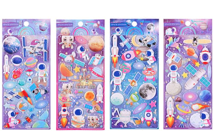 KTRS ENTERPRISE flash music space space foam stickers astronaut bubble stickers Children Baby reward cartoon stickers (Pack of 4)